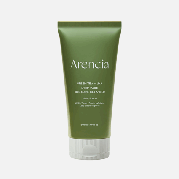 Очищающая пенка с кислотами Arencia Green Tea + LHA Deep Pore Rice Cake Cleanser