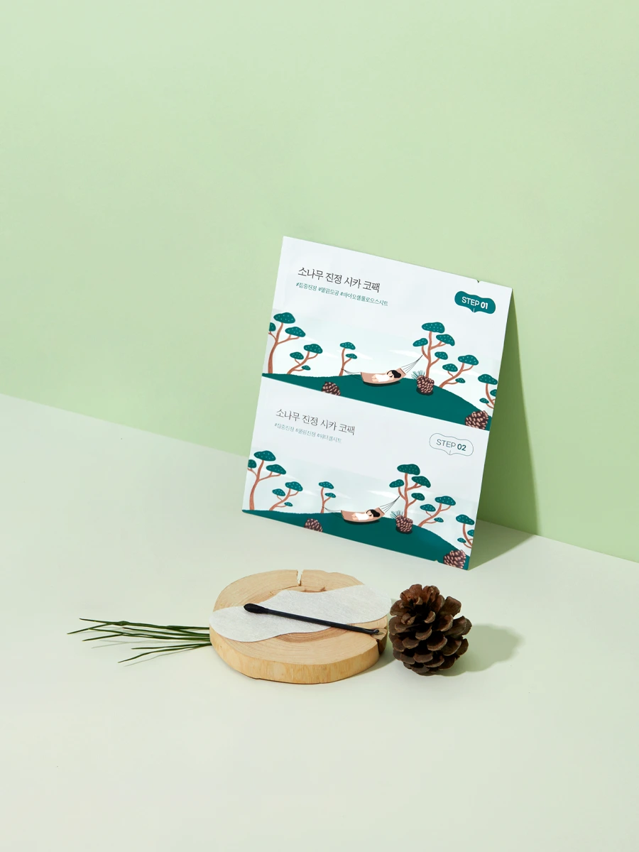 Двухступенчатая маска для носа против чёрных точек Round Lab Pine Calming Cica Nose Pack 5 шт — изображение 2