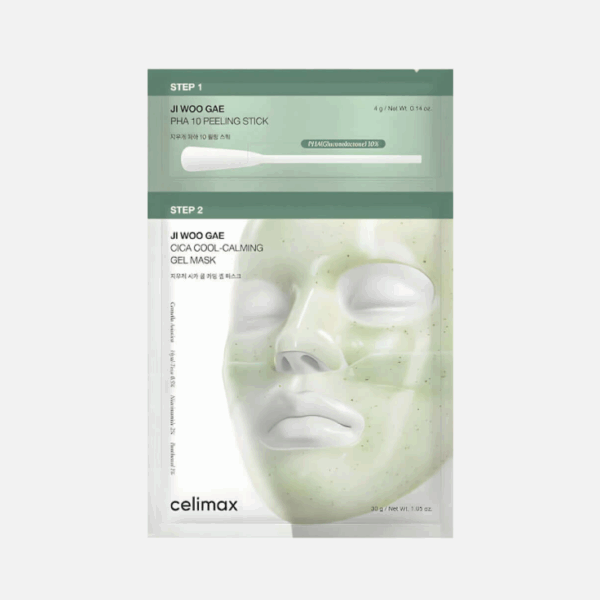 Двухступенчатая гидрогелевая маска с экстрактом центеллы Celimax Ji Woo Gae Cica PHA Peel 2-step Gel Mask