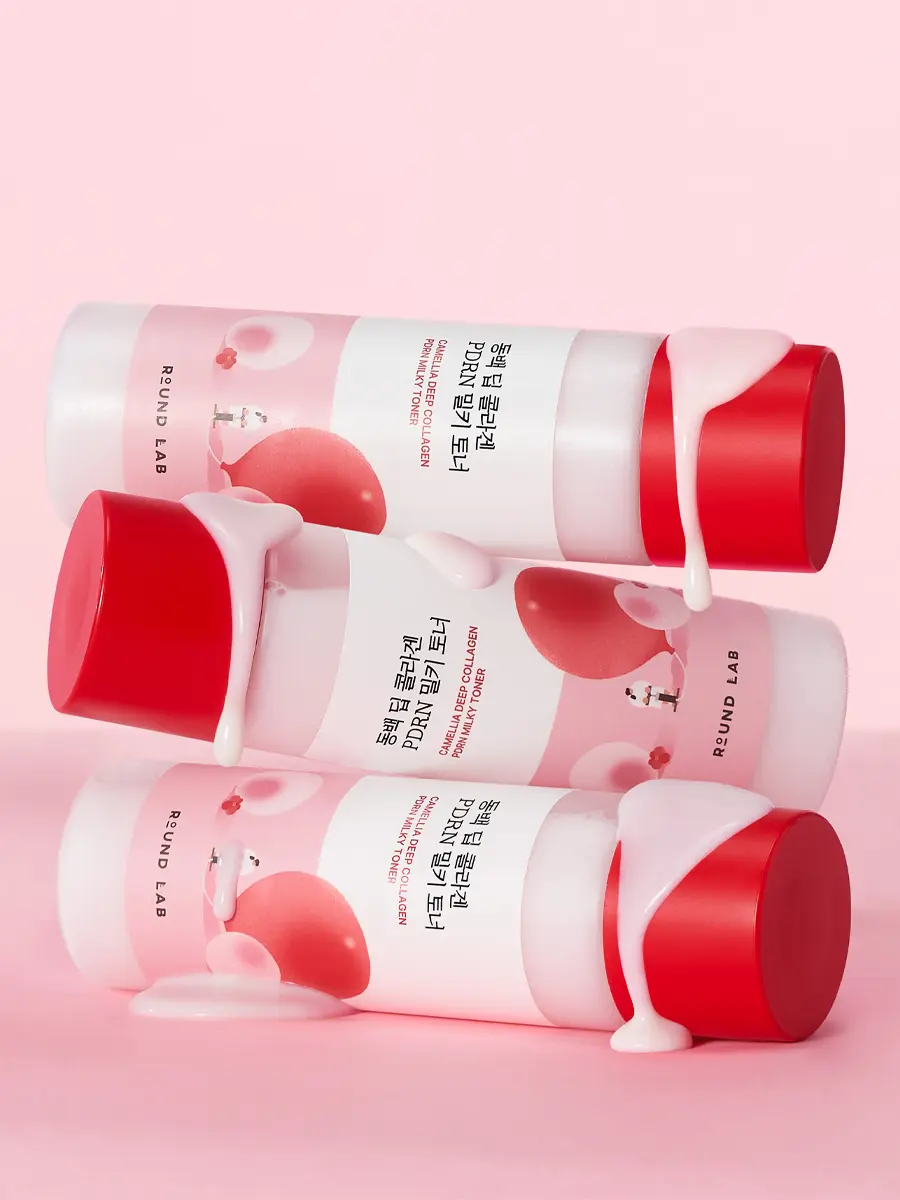 Молочный тонер с ПДРН и коллагеном для сияния кожи Round Lab Camellia Deep Collagen Milky PDRN Toner, 150 ml — изображение 2