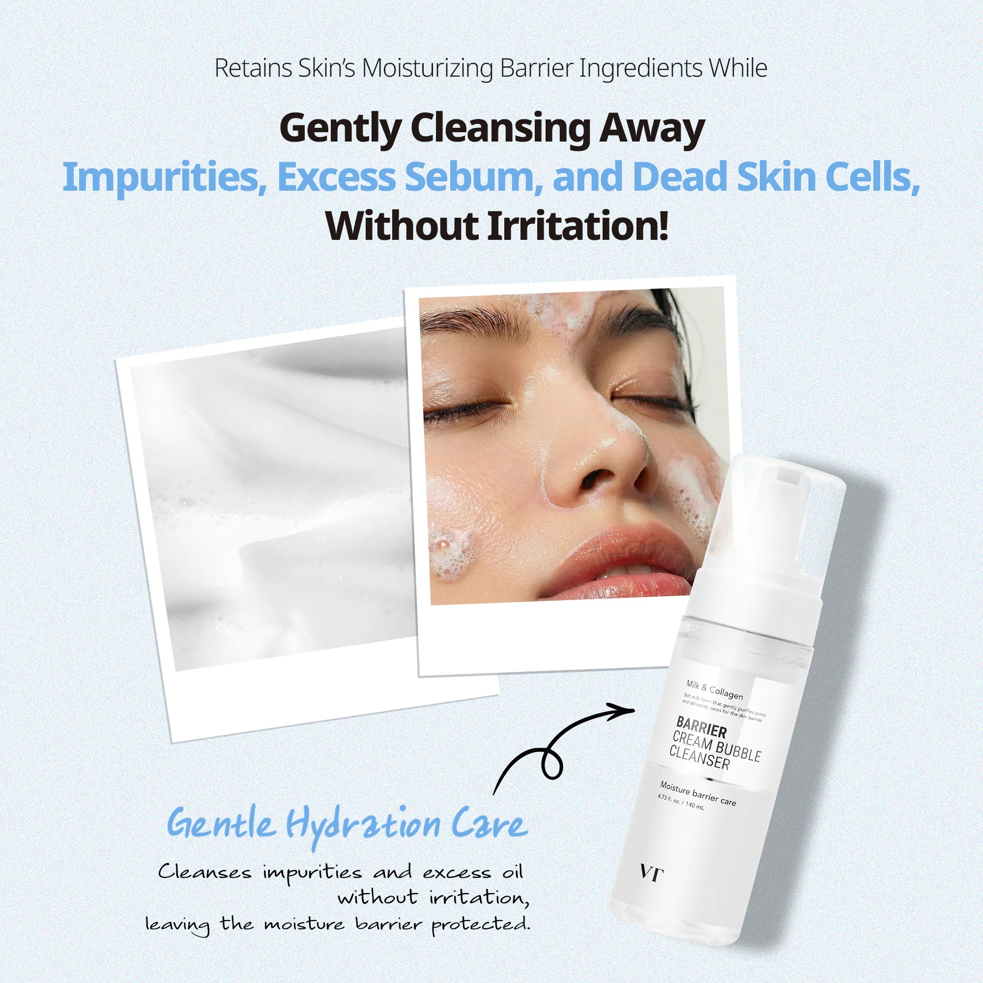 Кислородная пенка для умывания с молочными протеинами VT Cosmetics Barrier Cream Bubble Cleanser 140 ml — изображение 4