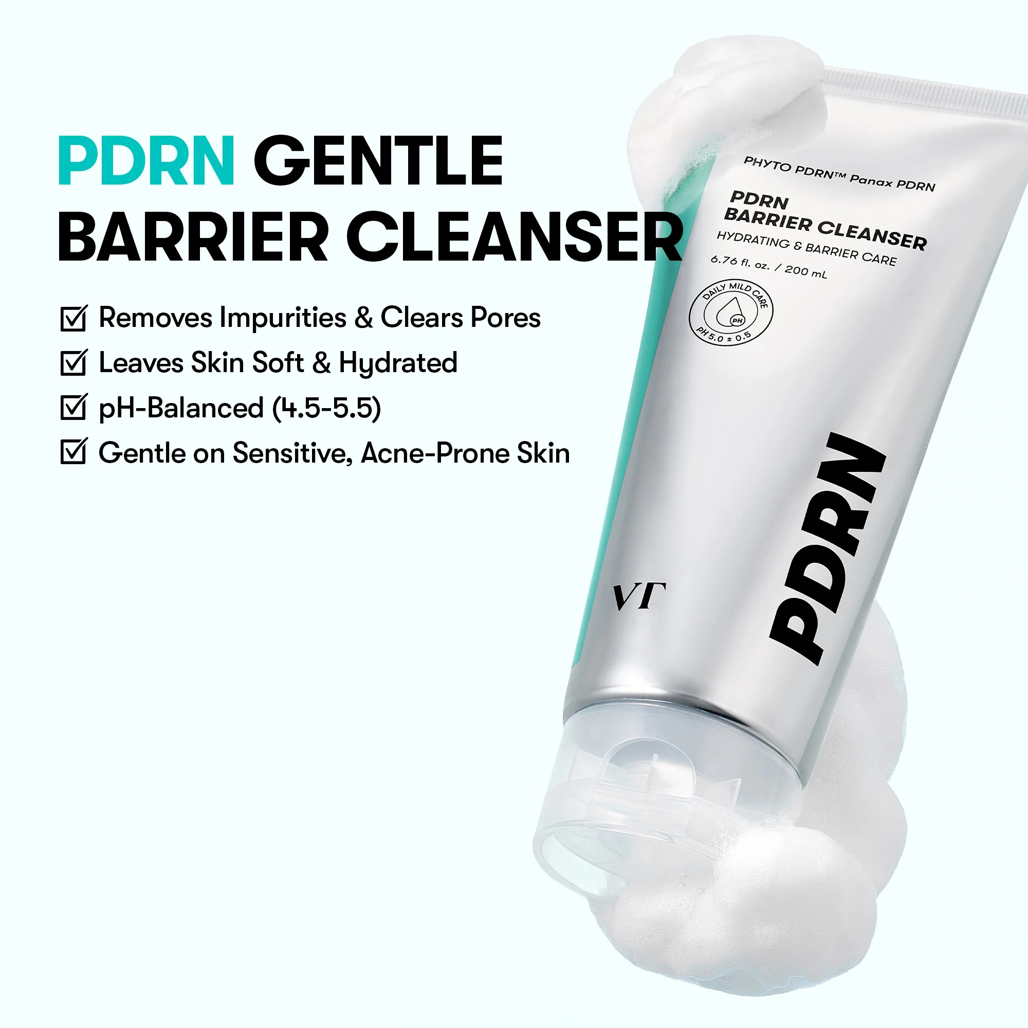 Пенка для умывания с ПДРН VT Cosmetics PDRN Barrier Cleanser 200 ml — изображение 2
