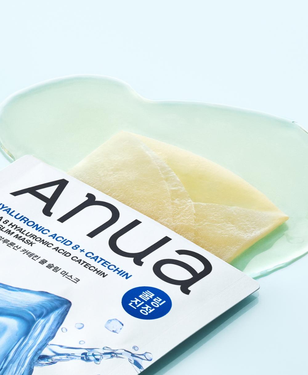 Успокаивающая маска с охлаждающим эффектом Anua 8 Hyaluronic Acid Catechin Cool Slim Mask 24ml — изображение 3