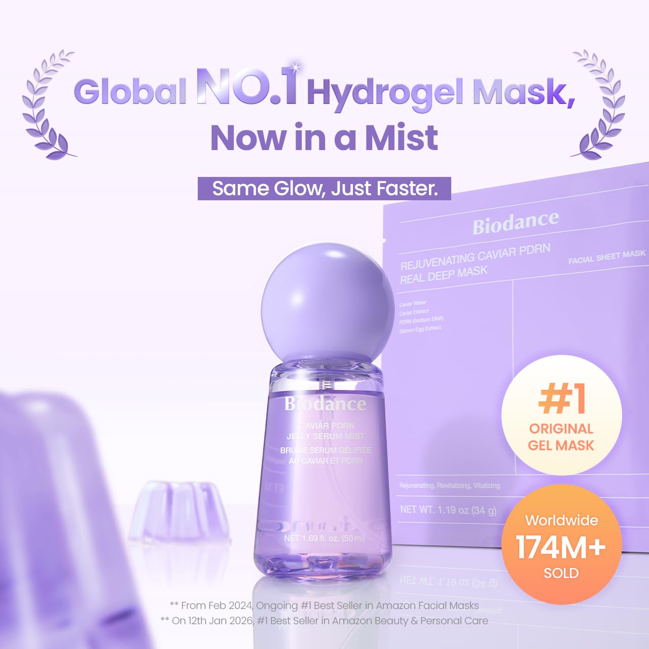 Увлажняющий мист-желе Biodance Caviar Pdrn Jelly Serum Mist 50 ml — изображение 2