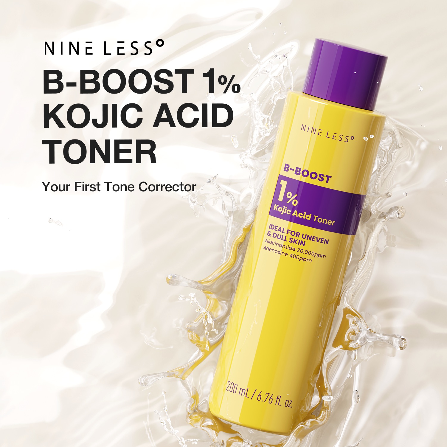 Тонер с коевой кислотой NINE LESS B-Boost 1% Kojic Acid Toner 200 ml — изображение 2